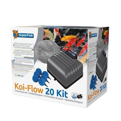 Pompe à air KIT COMPLET koï flow 20L/MIN pour bassin à carpes koi