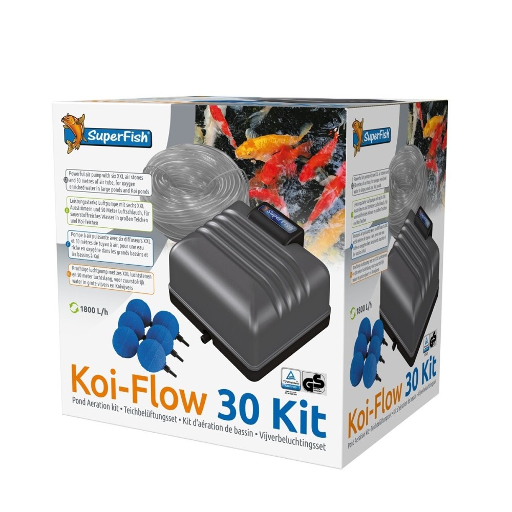 Pompe à air KIT COMPLET koï flow 30L/MIN pour bassin à carpes koi Pompe à air KIT COMPLET koï flow 30L/MIN pour bassin à carpes koi
