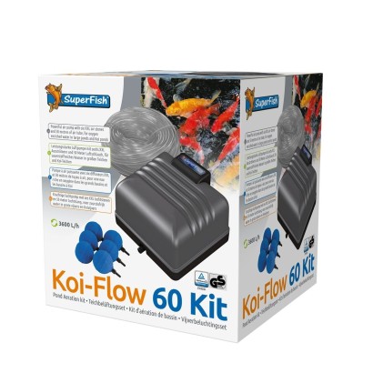Pompe à air KIT COMPLET koï flow 60L/MIN pour bassin à carpes koi