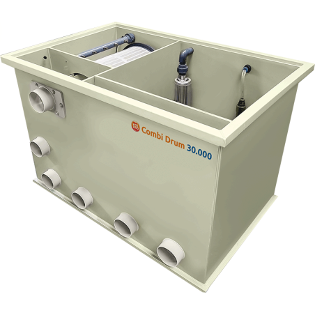 combi DRUM 30000 ( gravitaire) avec pompe de rinçage pour bassin à carpe koi