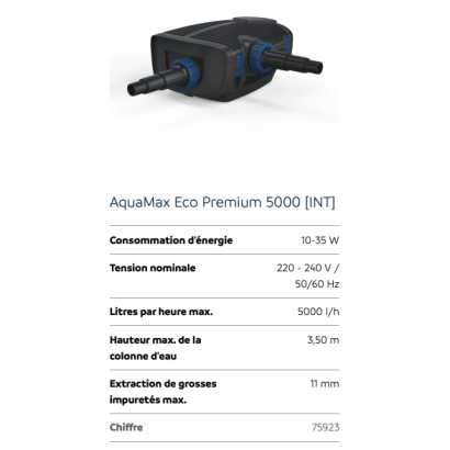 POMPE 5000 OASE AQUAMAX ECO PREMIUM pour bassin à carpes koi
