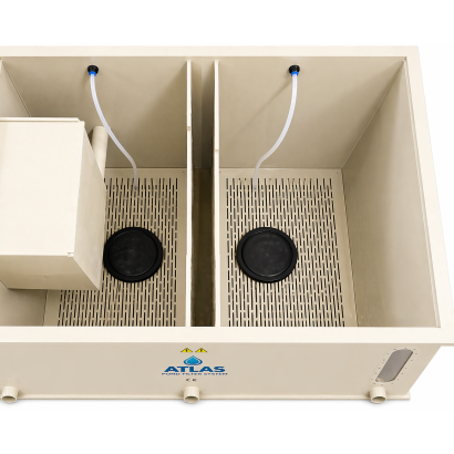 COMBI DRUM 55 PRO ATLAS POMPAGE OU GRAVITAIRE avec pompe de rinçage pour bassin à carpe koi